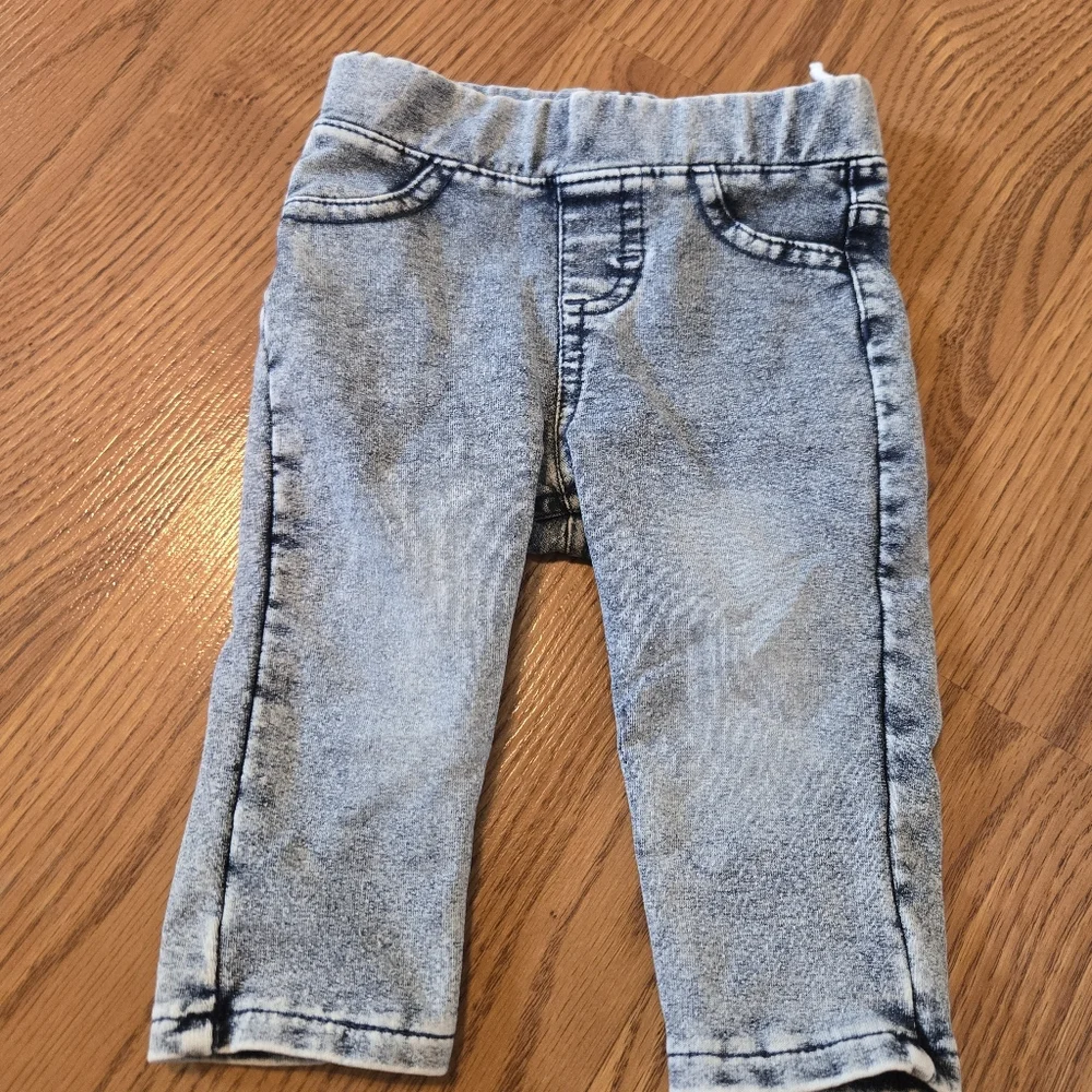 H&M Black Guns N' Roses Baby Tee Shirt Faux Acid Wash Jean Leggings Cotton 2-4M